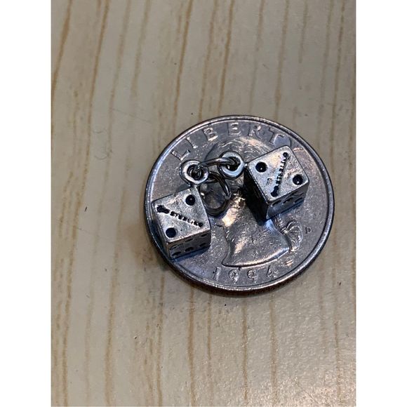 Dice Sterling Silver Jewelry Charm - Picture 2 of 2